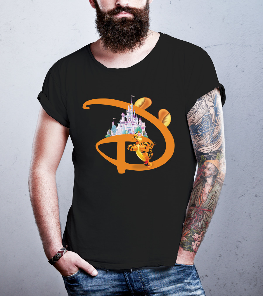 Tigger Disney Castle Icon With Orange D And Ears T-Shirt