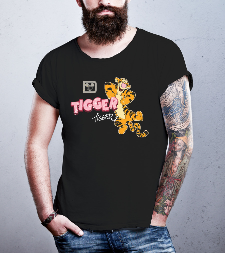 Tigger Disney Character Logo With Illustration And T-Shirt