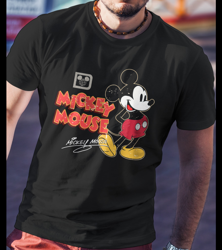 Mickey Mouse Iconic Character Vintage Style Retro Red Shorts T-Shirt