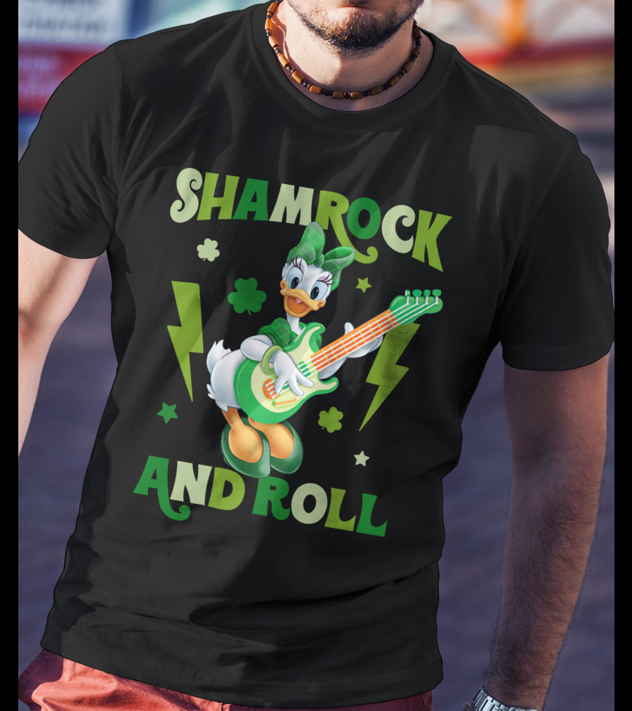 Shamrock And Roll Daisy Duck Rocks Out With Green Guitar T-Shirt