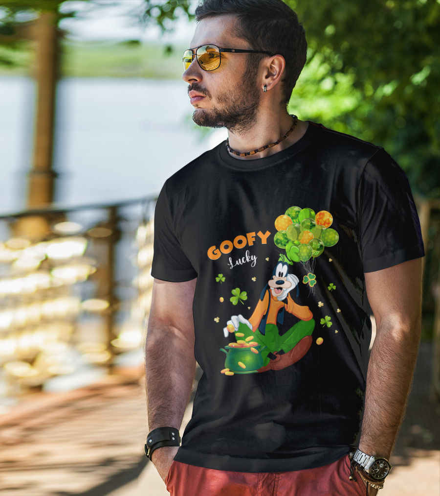 Goofy Lucky St. Patrick's Day Balloons And Shamrocks T-Shirt