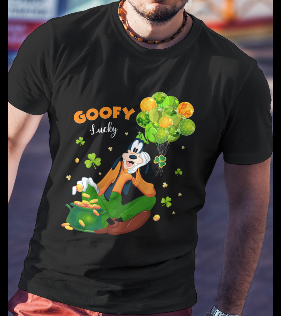 Goofy Lucky St. Patrick's Day Balloons And Shamrocks T-Shirt