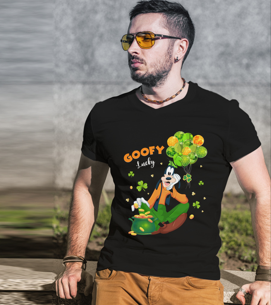 Goofy Lucky St. Patrick's Day Balloons And Shamrocks T-Shirt