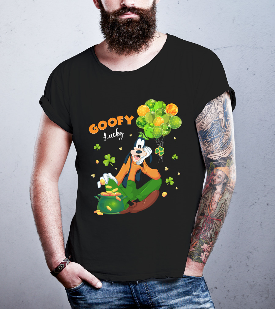 Goofy Lucky St. Patrick's Day Balloons And Shamrocks T-Shirt