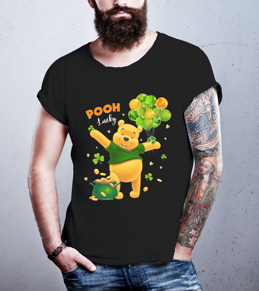 Pooh Lucky Balloons And Clover Celebration T-Shirt