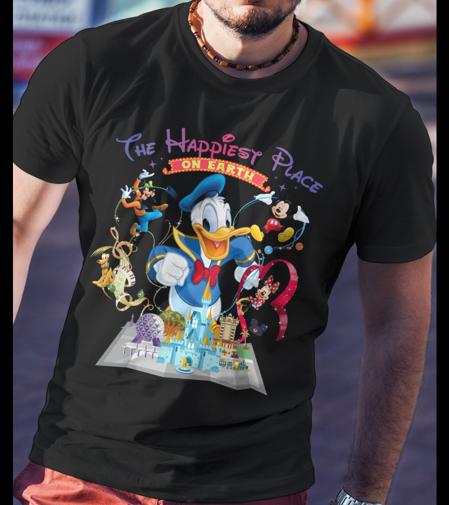 The Happiest Place On Earth Donald Duck And Disney Characters T-Shirt
