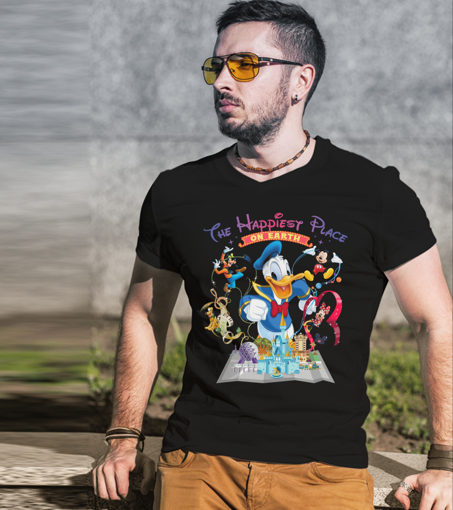 The Happiest Place On Earth Donald Duck And Disney Characters T-Shirt