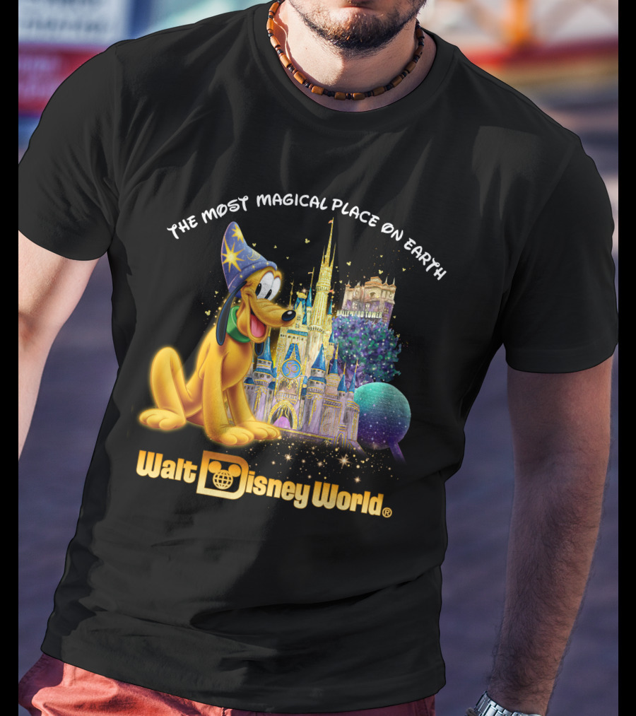 Walt Disney World The Most Magical Place On Earth Pluto Magical Castle T-Shirt