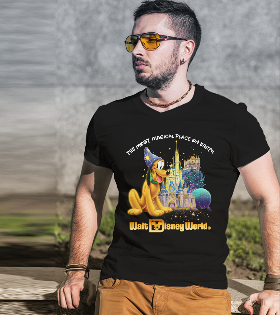 Walt Disney World The Most Magical Place On Earth Pluto Magical Castle T-Shirt
