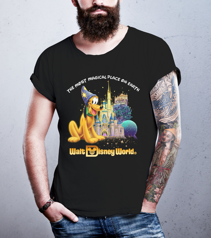 Walt Disney World The Most Magical Place On Earth Pluto Magical Castle T-Shirt