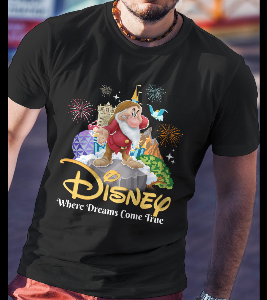 Disney Grumpy Where Dreams Come True Fireworks Celebration T-Shirt
