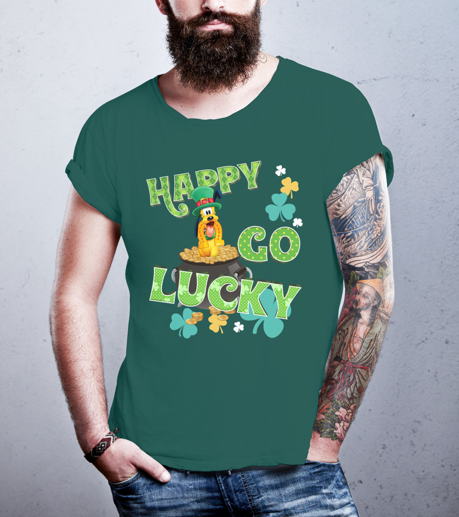 Happy Go Lucky Pluto St. Patrick's Day Theme With Lucky Charms And Gold Coins T-Shirt