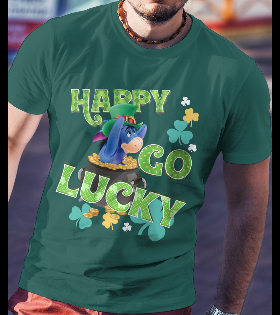 Eeyore Happy Go Lucky St. Patrick's Day Pot Of Gold T-Shirt