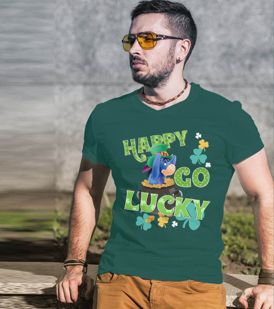 Eeyore Happy Go Lucky St. Patrick's Day Pot Of Gold T-Shirt