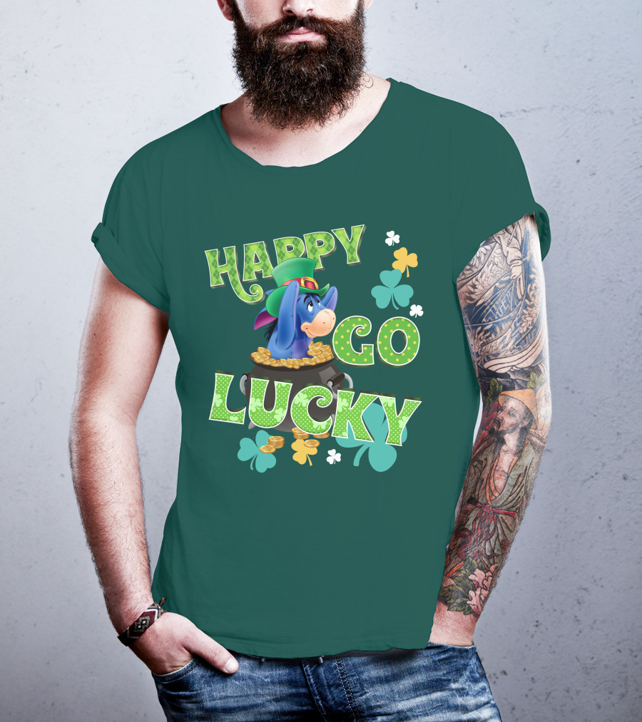 Eeyore Happy Go Lucky St. Patrick's Day Pot Of Gold T-Shirt
