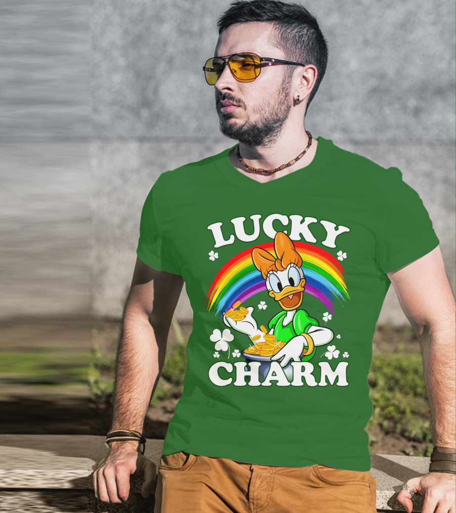 Lucky Charm Daisy Rainbow Gold Coins Shamrocks T-Shirt