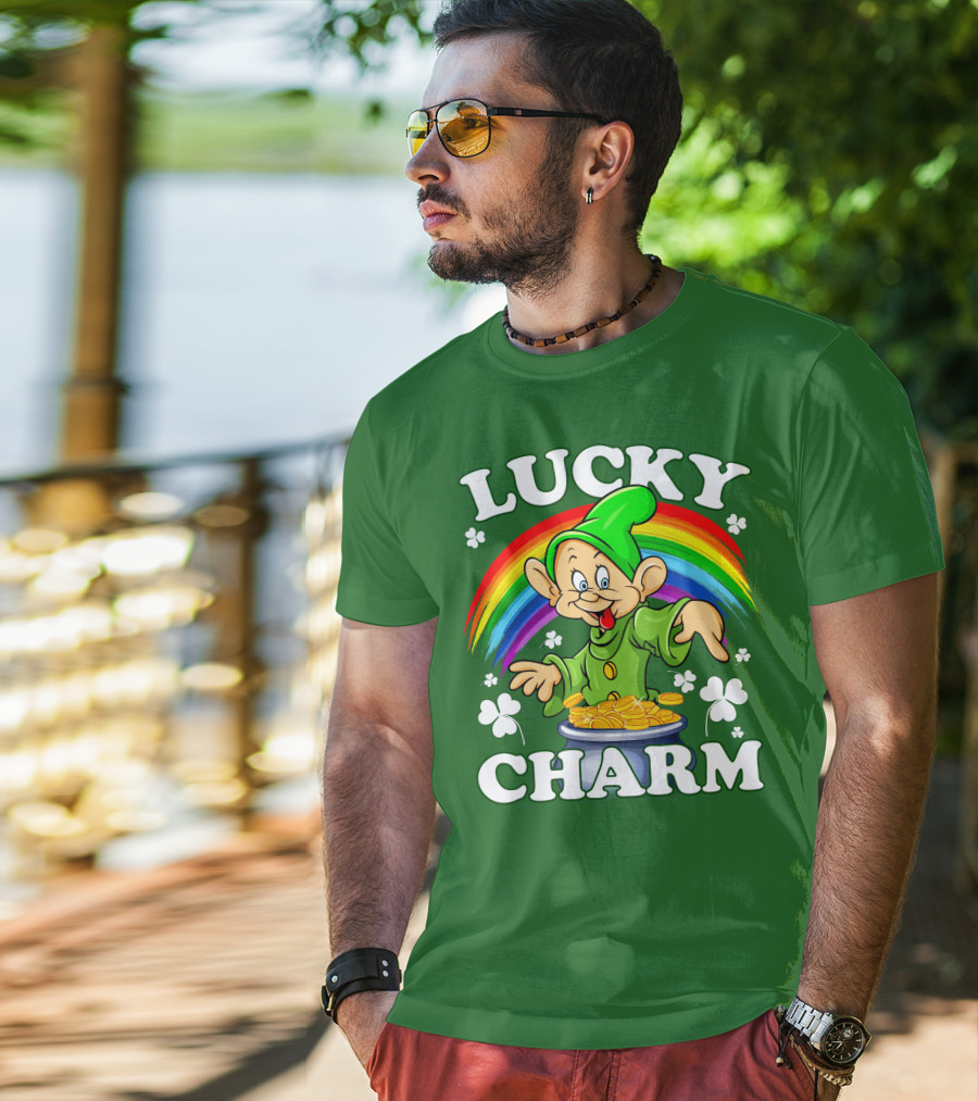 Lucky Charm Dopey Rainbow Gold Coins Shamrocks T-Shirt