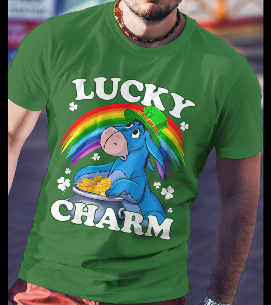 Lucky Charm Eeyore Rainbow St. Patrick's Day T-Shirt