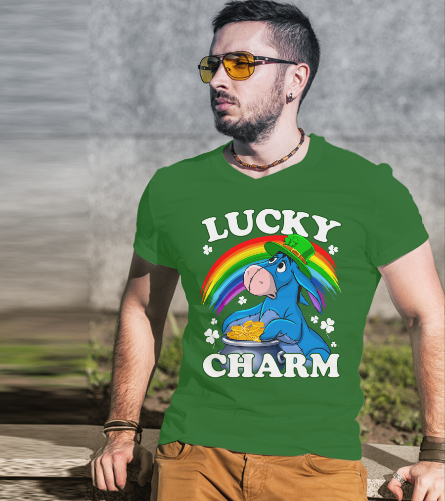Lucky Charm Eeyore Rainbow St. Patrick's Day T-Shirt