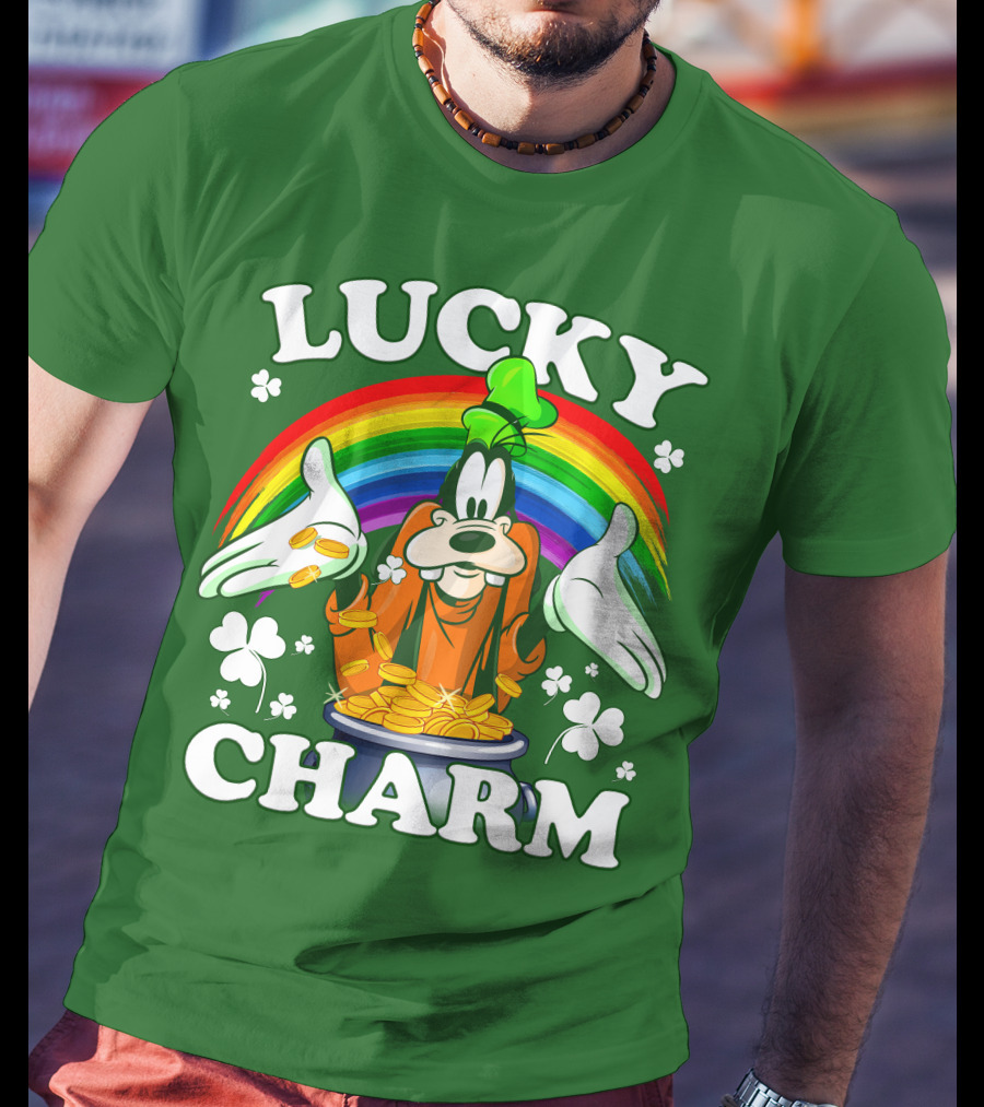 Lucky Charm Goofy Rainbow Gold Coins Shamrocks T-Shirt