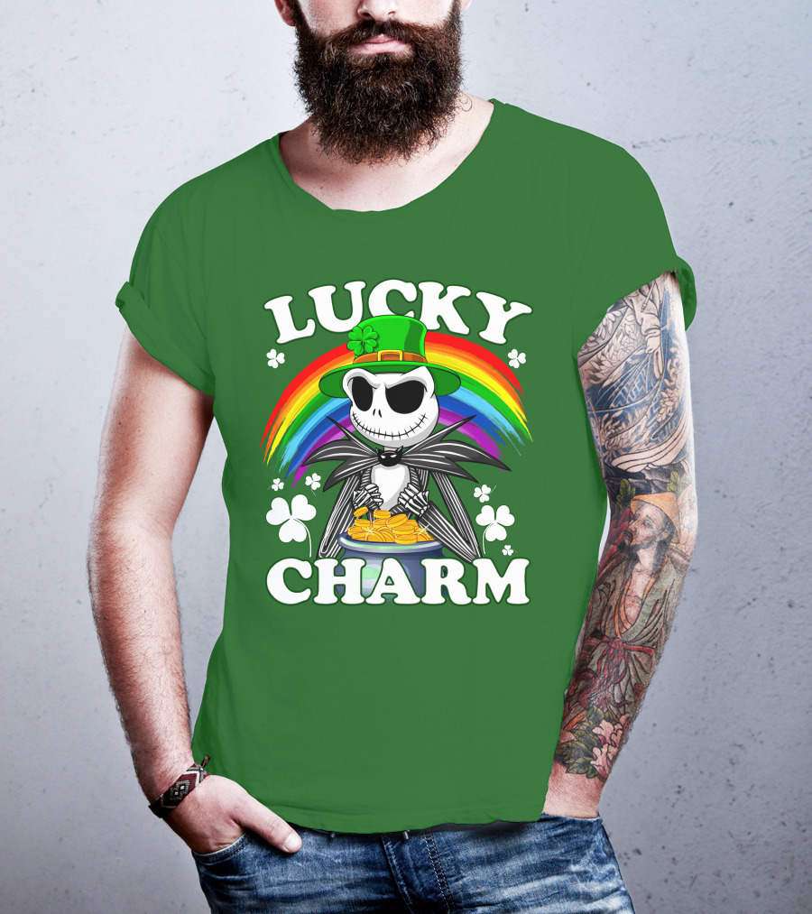Lucky Charm Jack Skellington Rainbow Shamrock T-Shirt