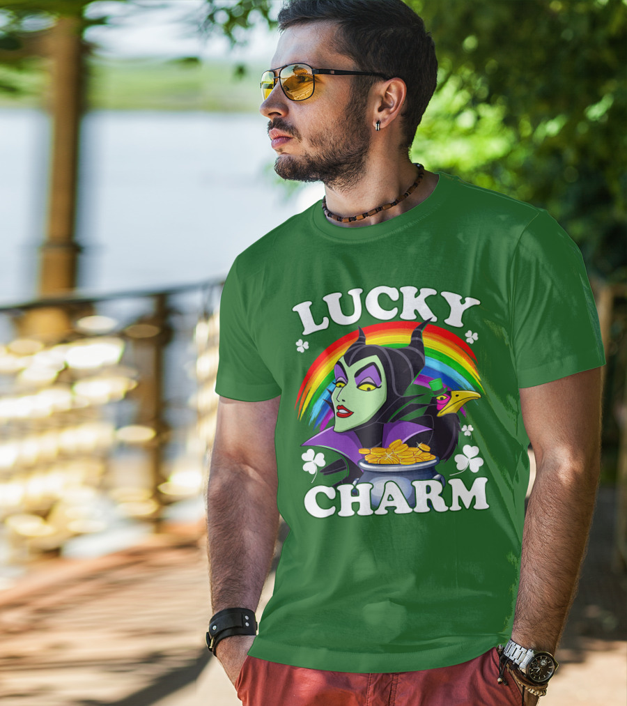 Lucky Charm Maleficent Rainbow Pot Of Gold T-Shirt
