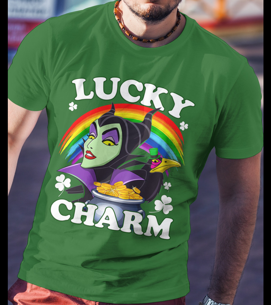 Lucky Charm Maleficent Rainbow Pot Of Gold T-Shirt