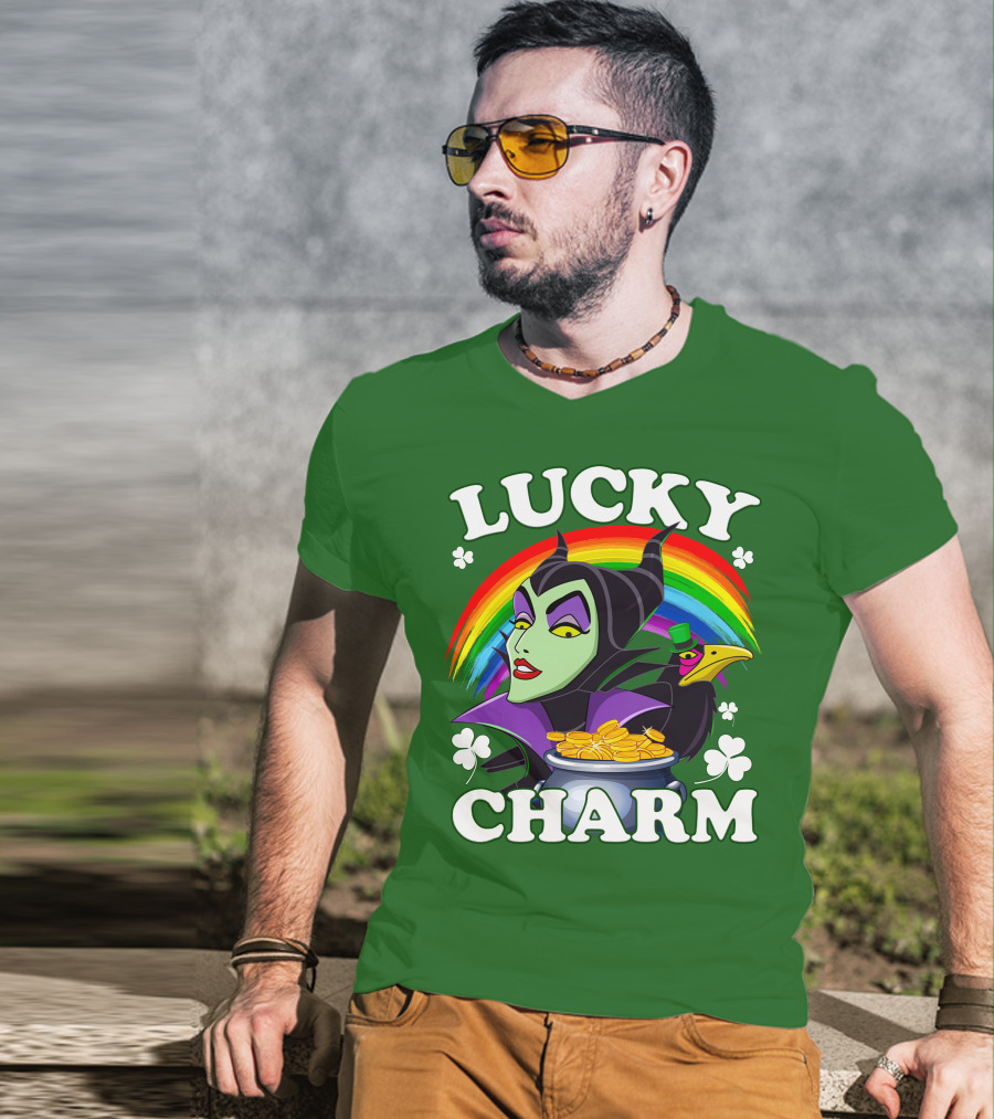 Lucky Charm Maleficent Rainbow Pot Of Gold T-Shirt