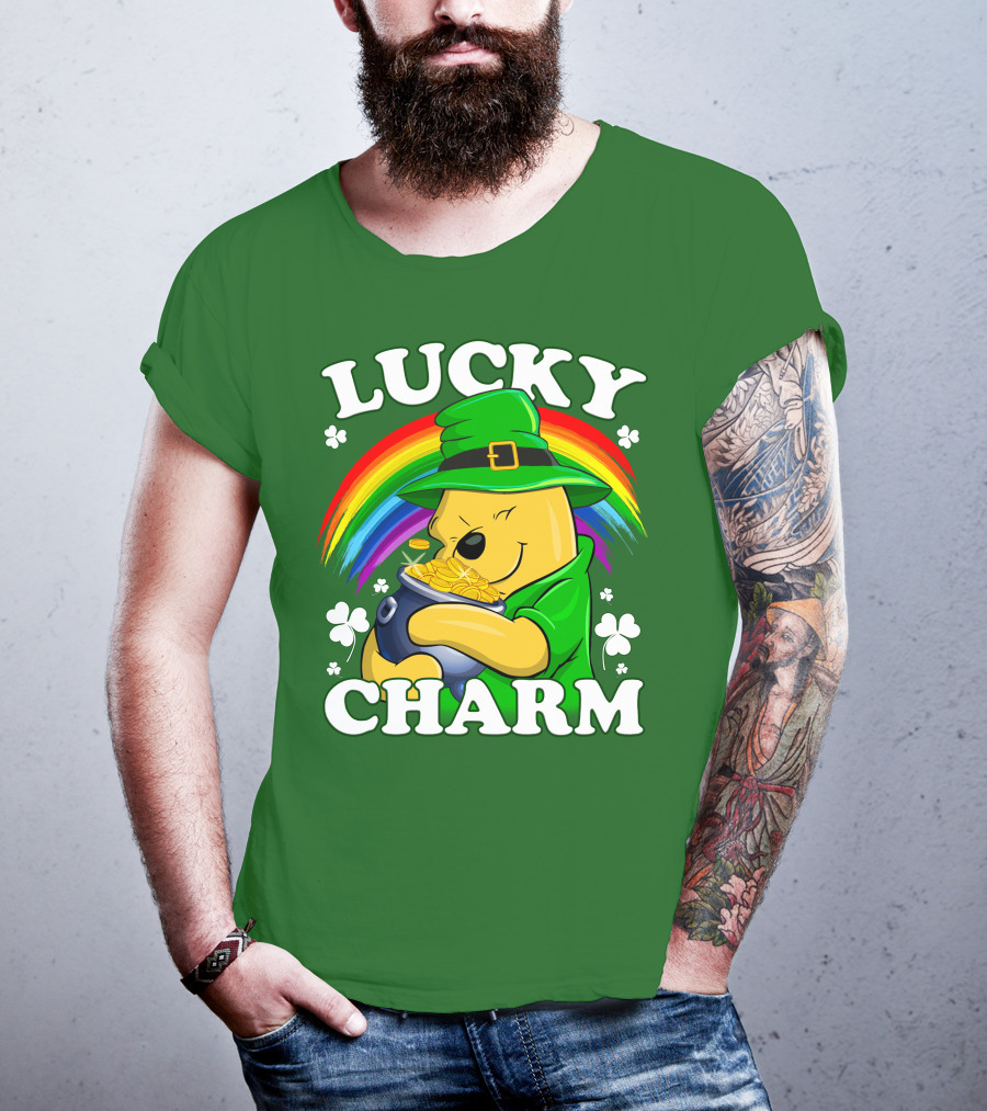 Lucky Charm Pooh Rainbow Pot Of Gold T-Shirt