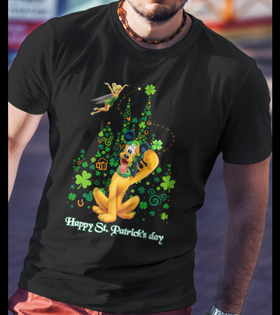 Happy St. Patrick's Day Pluto And Tinker Bell Disney Celebration T-Shirt