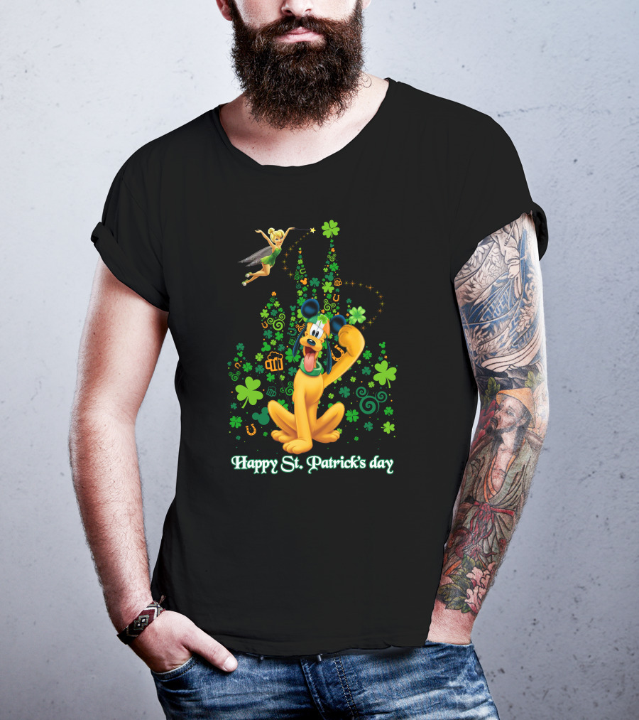 Happy St. Patrick's Day Pluto And Tinker Bell Disney Celebration T-Shirt