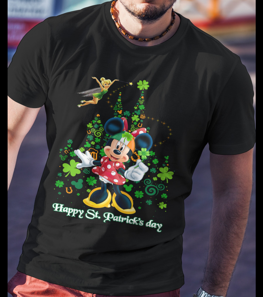 Minnie Happy St. Patrick's Day Disney Castle Tinker Bell T-Shirt