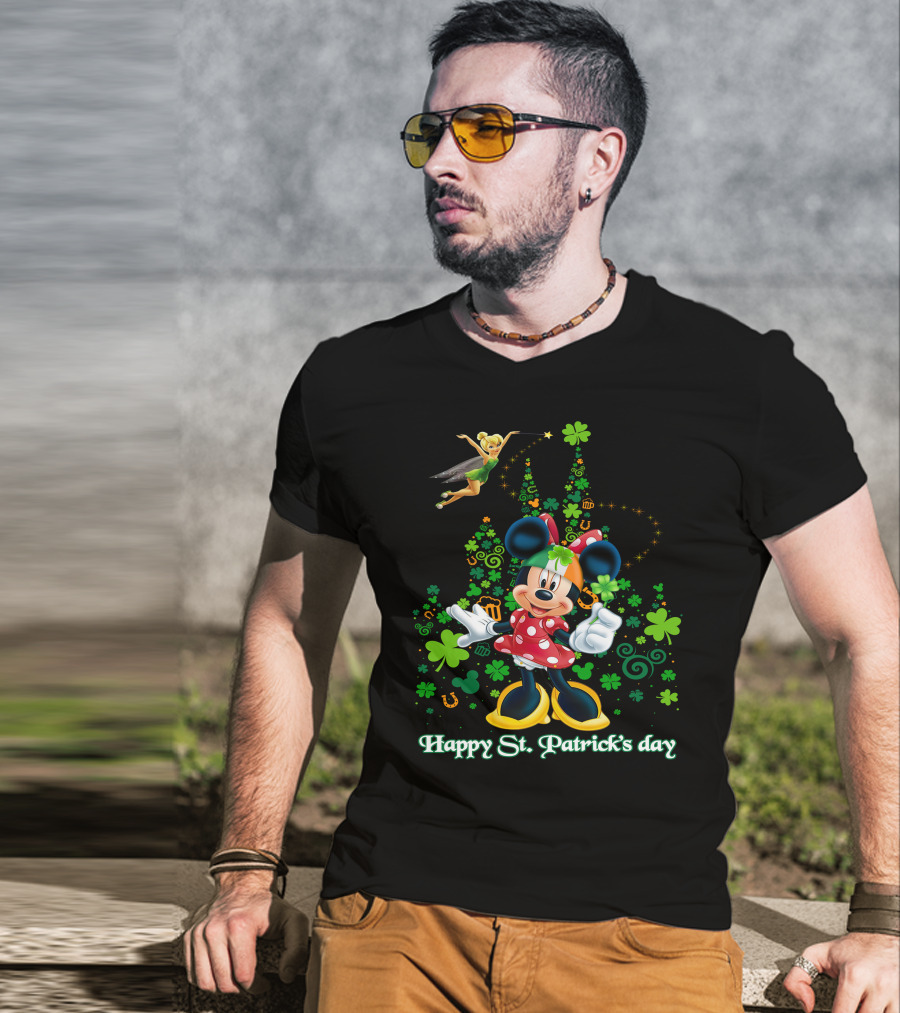 Minnie Happy St. Patrick's Day Disney Castle Tinker Bell T-Shirt