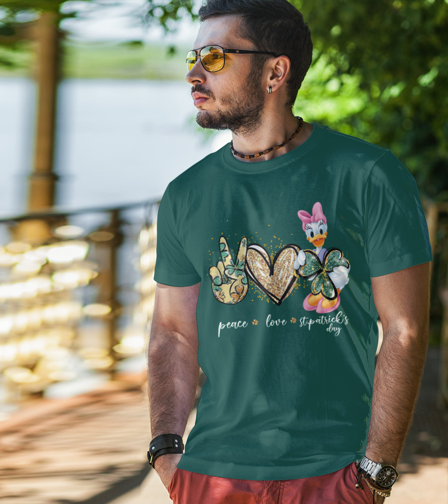 Peace Love St. Patrick's Day Daisy Duck Shamrock T-Shirt