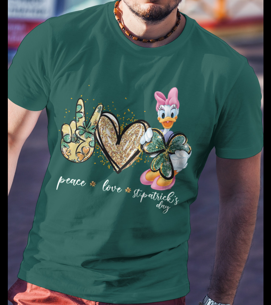 Peace Love St. Patrick's Day Daisy Duck Shamrock T-Shirt