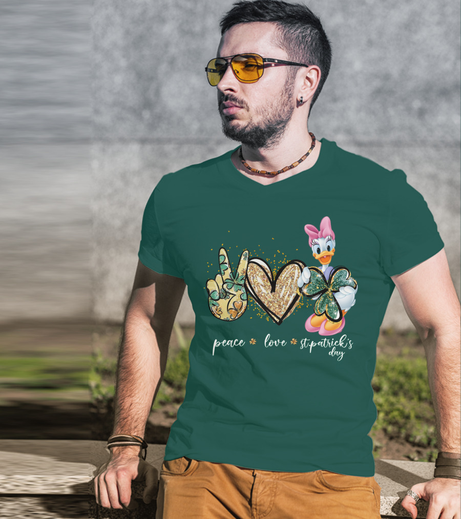 Peace Love St. Patrick's Day Daisy Duck Shamrock T-Shirt