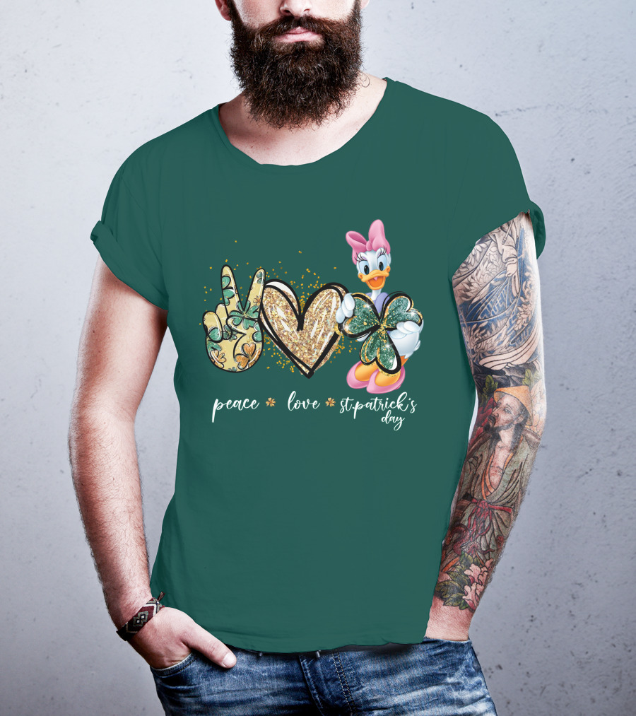 Peace Love St. Patrick's Day Daisy Duck Shamrock T-Shirt