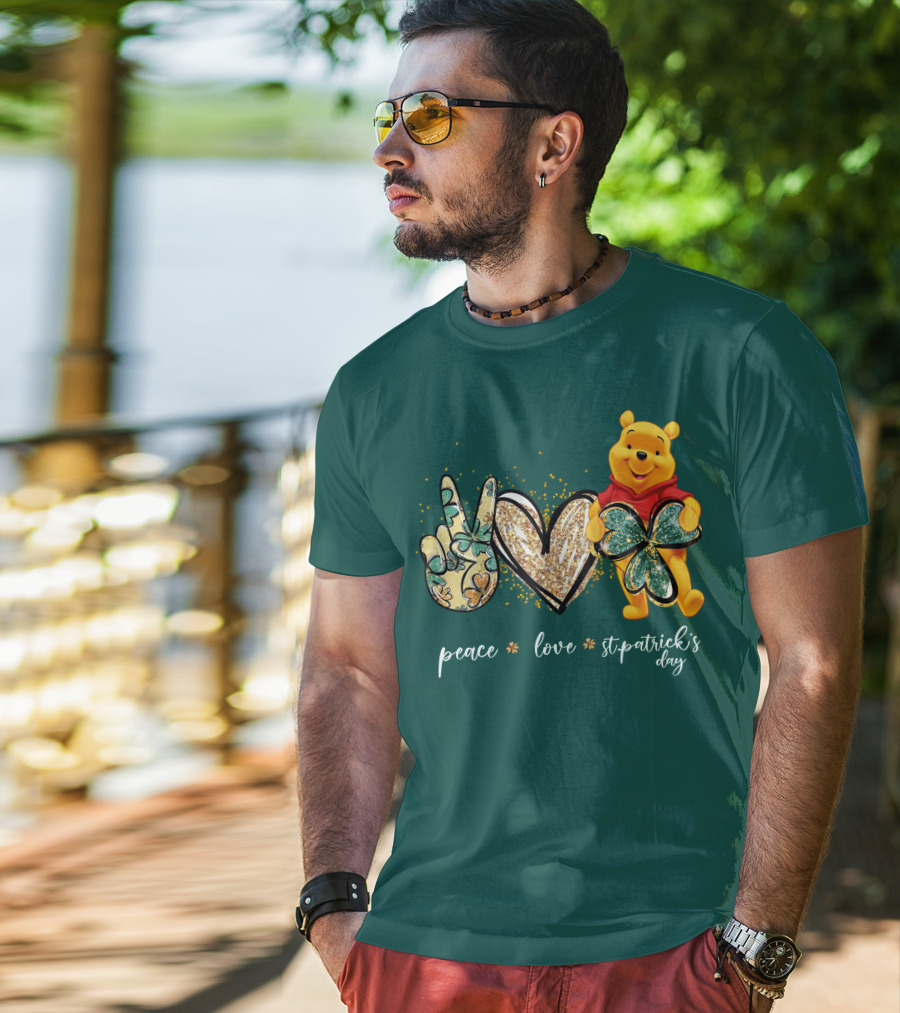 Peace Love St. Patrick's Day Pooh T-Shirt
