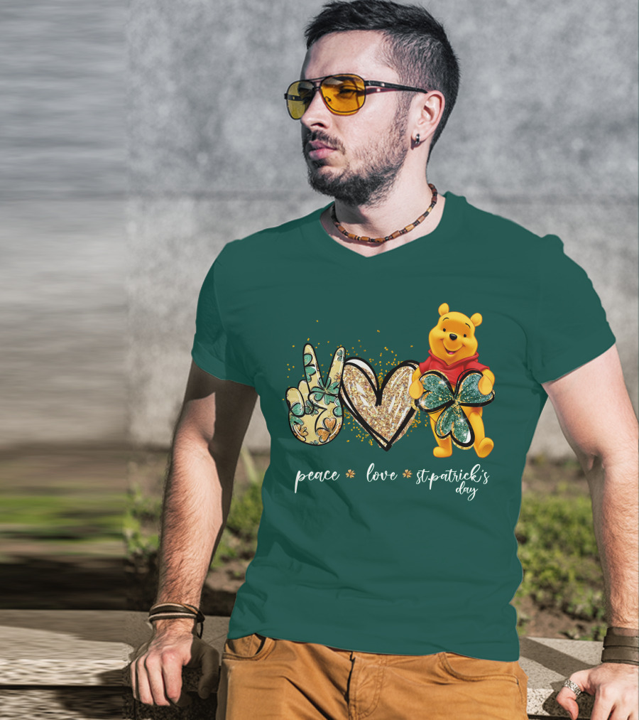 Peace Love St. Patrick's Day Pooh T-Shirt
