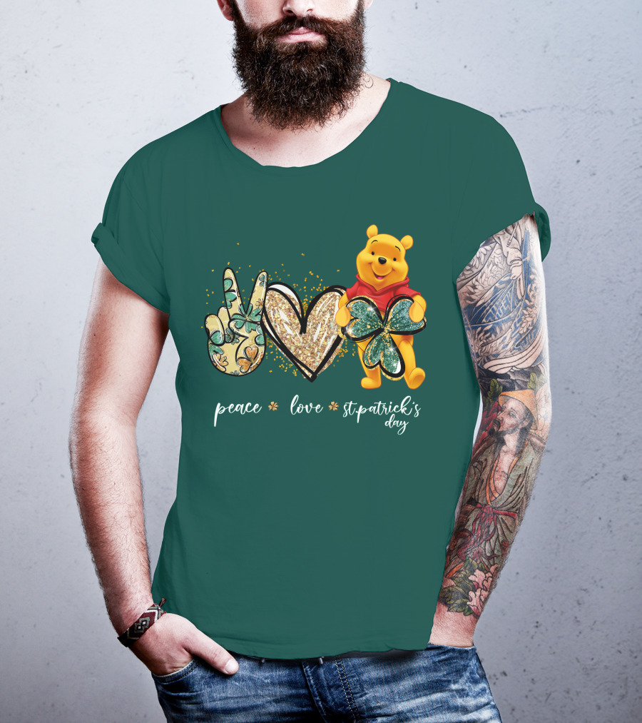Peace Love St. Patrick's Day Pooh T-Shirt