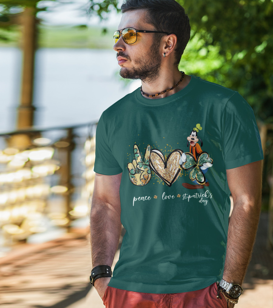 Goofy Peace Love St. Patrick's Day T-Shirt