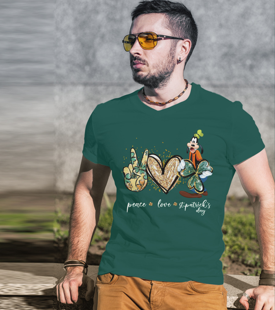 Goofy Peace Love St. Patrick's Day T-Shirt
