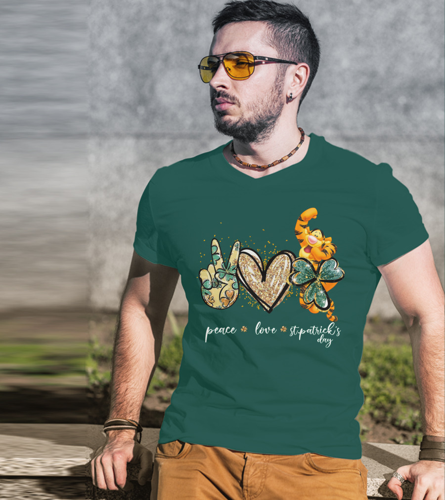 Tigger Peace Love St. Patrick's Day T-Shirt