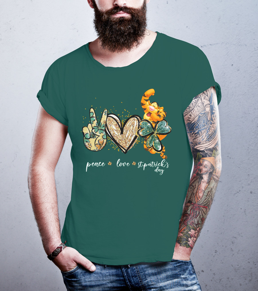 Tigger Peace Love St. Patrick's Day T-Shirt