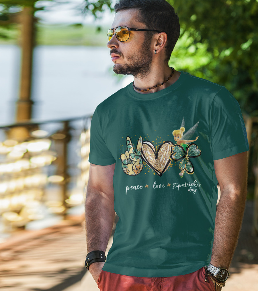 Peace Love St. Patrick's Day Tinkerbell T-Shirt