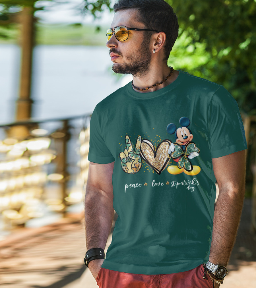 Peace Love St. Patrick's Day Mickey T-Shirt