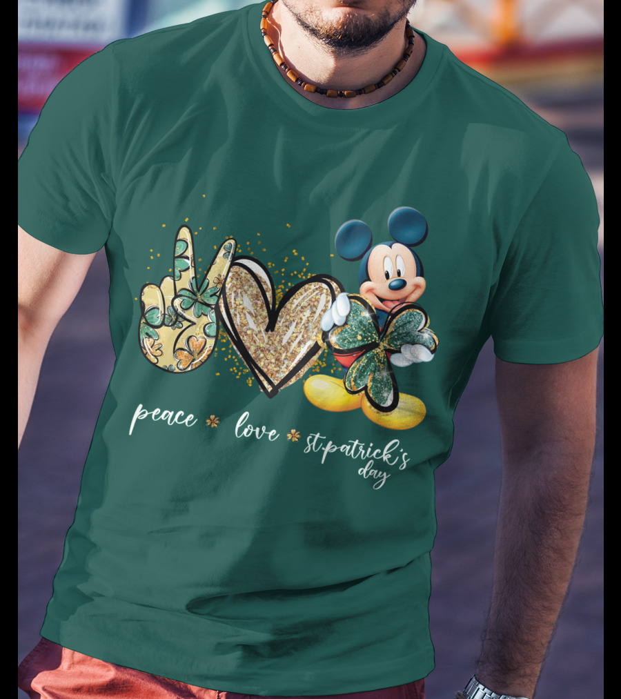 Peace Love St. Patrick's Day Mickey T-Shirt