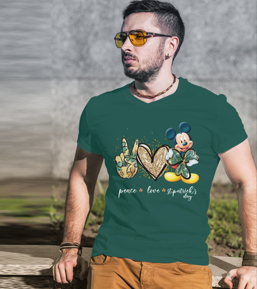 Peace Love St. Patrick's Day Mickey T-Shirt
