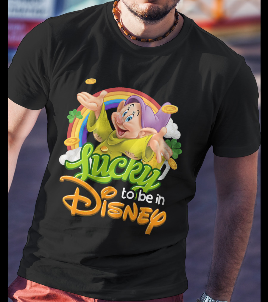 Lucky To Be In Disney Dopey Rainbow T-Shirt