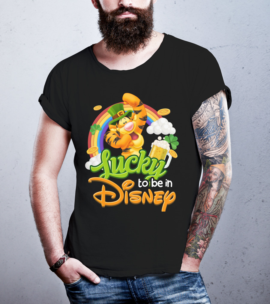 Lucky To Be In Disney Tigger Rainbow Clover St. Patrick's Celebration T-Shirt